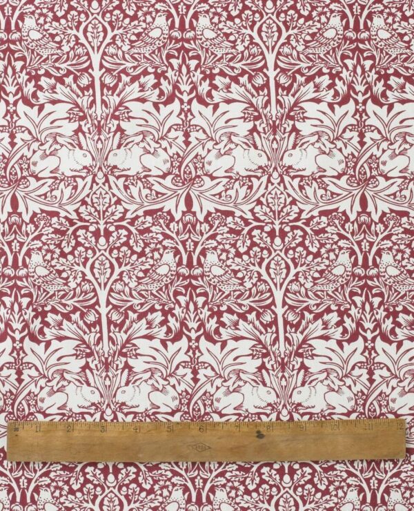 William Morris Red Brother Rabbit 100% Cotton Floral Fabric By The Half Metre