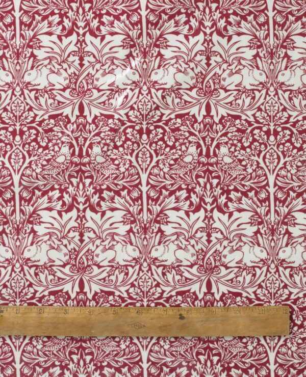 William Morris Red Brother Rabbit Pvc Floral Tablecloth Fabric By The Half Metre