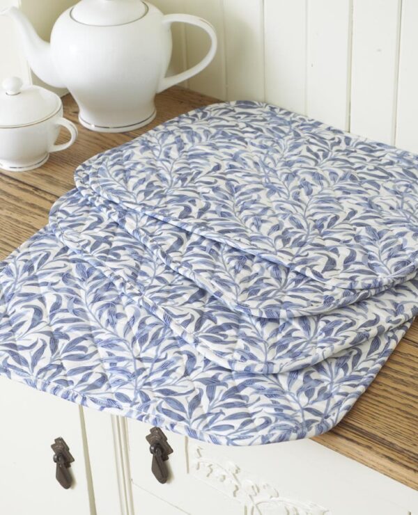 William Morris Willow Bough Blue 4 Quilted Cotton Floral Placemats
