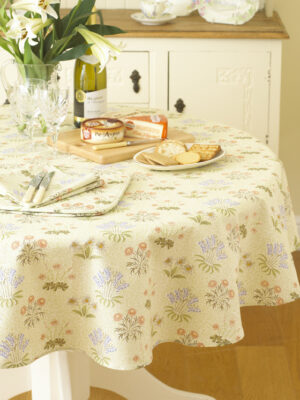 Licensed William Morris Lily 147 cm (58") Round Floral Cotton Tablecloth