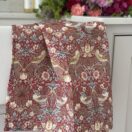 William Morris Red Strawberry Thief 100% Cotton Floral Tea Towel