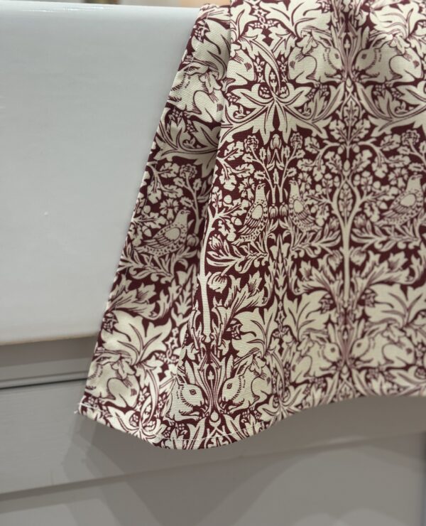 William Morris Brother Rabbit Red Cotton Floral Tea Towel