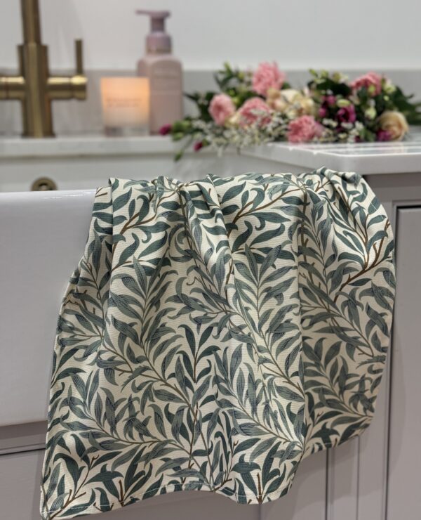 William Morris Willow Bough Green Cotton Floral Tea Towel