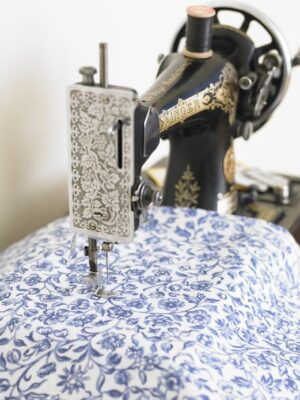 William Morris Merton Blue Cotton Floral Fabric By The Half Metre