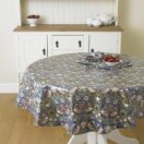 William Morris Blue Strawberry Thief 137cm Round Pvc Floral Cotton Tablecloth