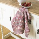 William Morris Red Strawberry Thief 100% Cotton Floral Tea Towel
