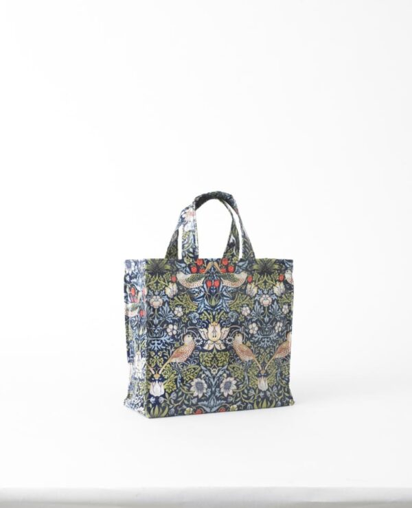 William Morris Blue Strawberry Thief Pvc / Oilcloth Small Tote Bag