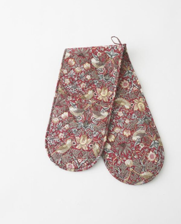 William Morris Red Strawberry Thief Floral Oven Glove