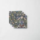 William Morris Blue Strawberry Thief Pack Of 4 Cotton Floral Napkins