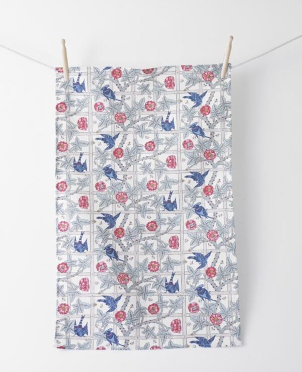 William Morris Trellis Floral Cotton Tea Towel