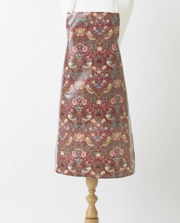 William Morris Red Strawberry Thief Pvc / Oilcloth Floral Wipe Clean Apron