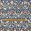 William Morris Blue Strawberry Thief Heavy Weight 100% Floral Cotton Fabric By The Half Metre