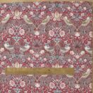 William Morris Red Strawberry Thief 100%  Heavy Cotton Floral Fabric By The Half Metre