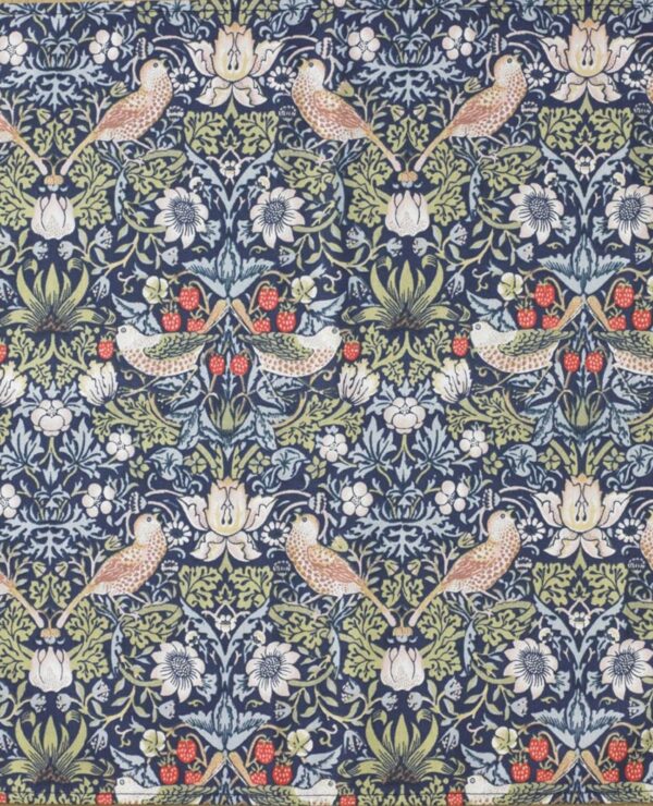 William Morris Blue Strawberry Thief 100%  Cotton Floral Fabric By The Half Metre