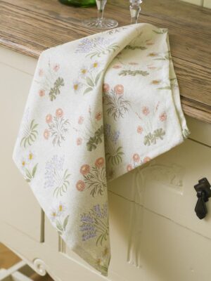 Licensed William Morris Lily Cotton Floral Tea Towel