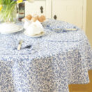 William Morris Merton Blue 147cm (58") Round Cotton Floral Tablecloth.