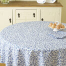 William Morris Merton Blue 147cm (58") Round Cotton Floral Tablecloth.