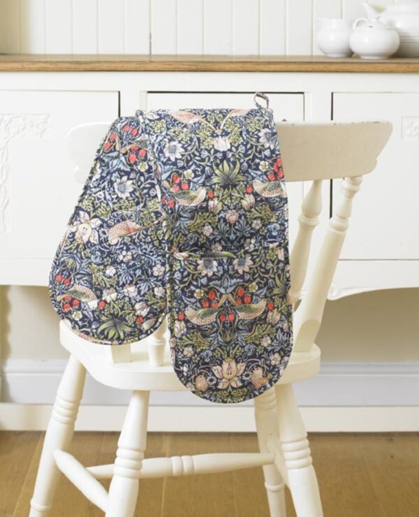 William Morris Blue Strawberry Thief Floral Oven Glove