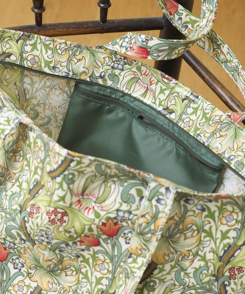 William Morris Golden Lily Zipped Top Floral Pvc Tote Bag