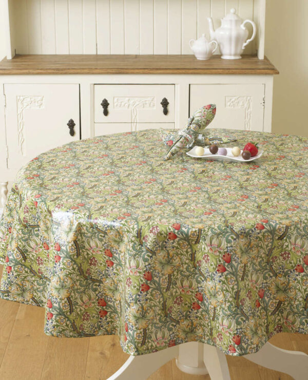 William Morris Golden Lily 137cm Pvc/ Oilcloth Floral Round Tablecloth