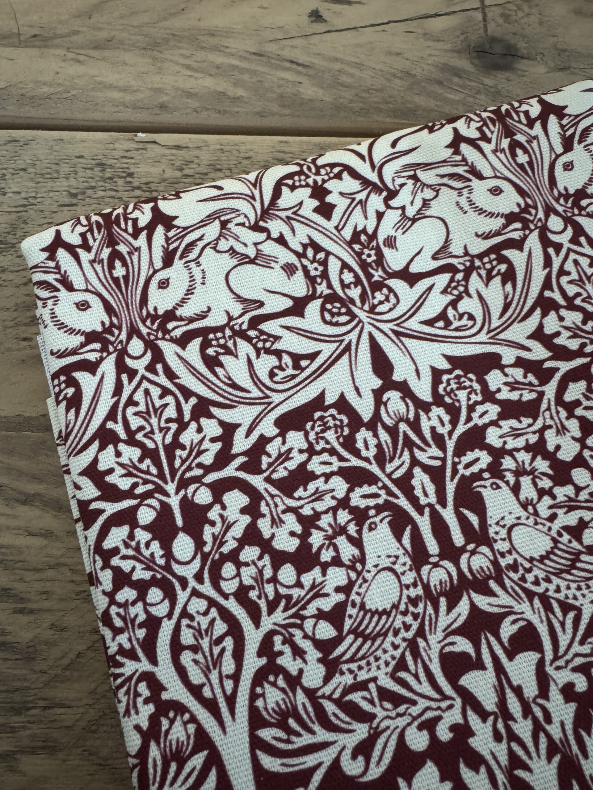 William Morris Brother Rabbit red heavyweight cotton fabric piece 47 x 79cm