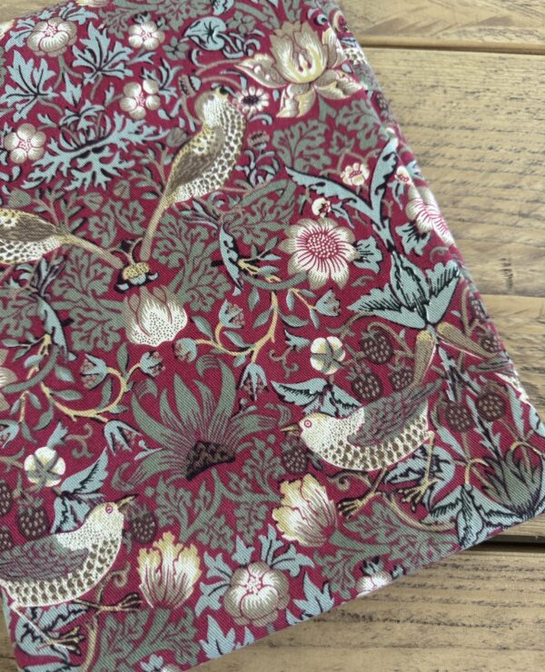 William Morris Red Strawberry Thief Cotton Heavyweight Drill 1m Fabric Piece