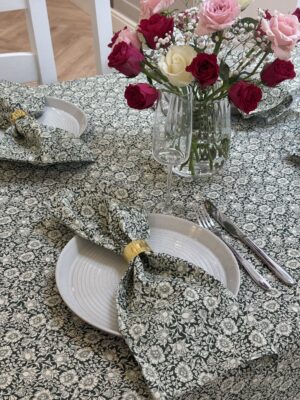 William Morris Mallow Forest Green 132 cm x 229 cm Cotton Floral Tablecloth