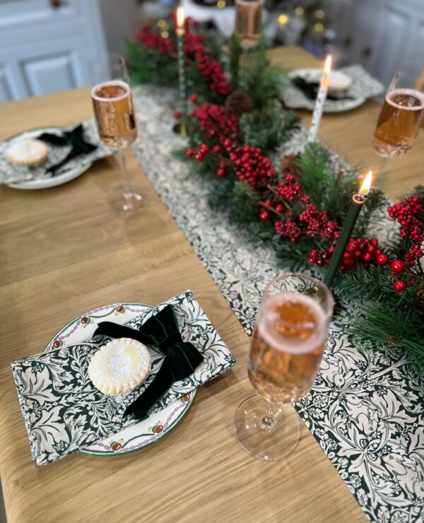 William Morris Brother Rabbit Forest Green Table Runner 36cm wide x 146cm long