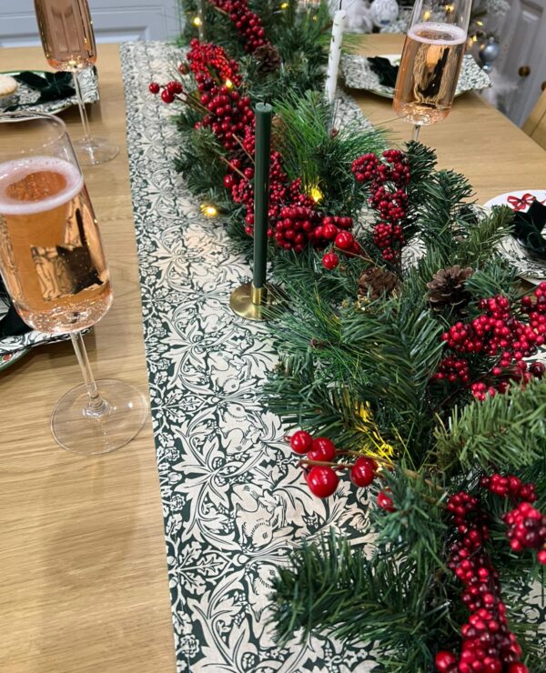 William Morris Brother Rabbit Forest Green Table Runner 36cm wide x 146cm long