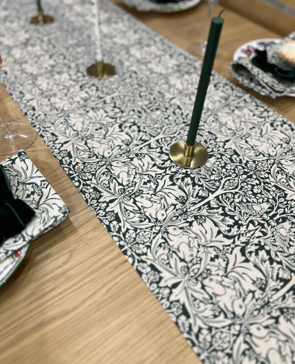 William Morris Brother Rabbit Forest Green Table Runner 36cm wide x 146cm long