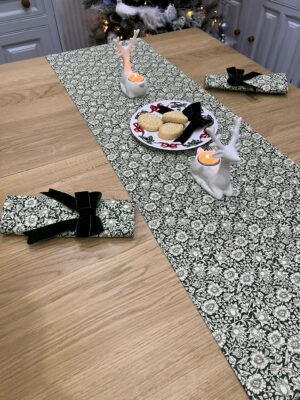 William Morris Mallow Forest Green Table Runner 36cm wide x 146cm long