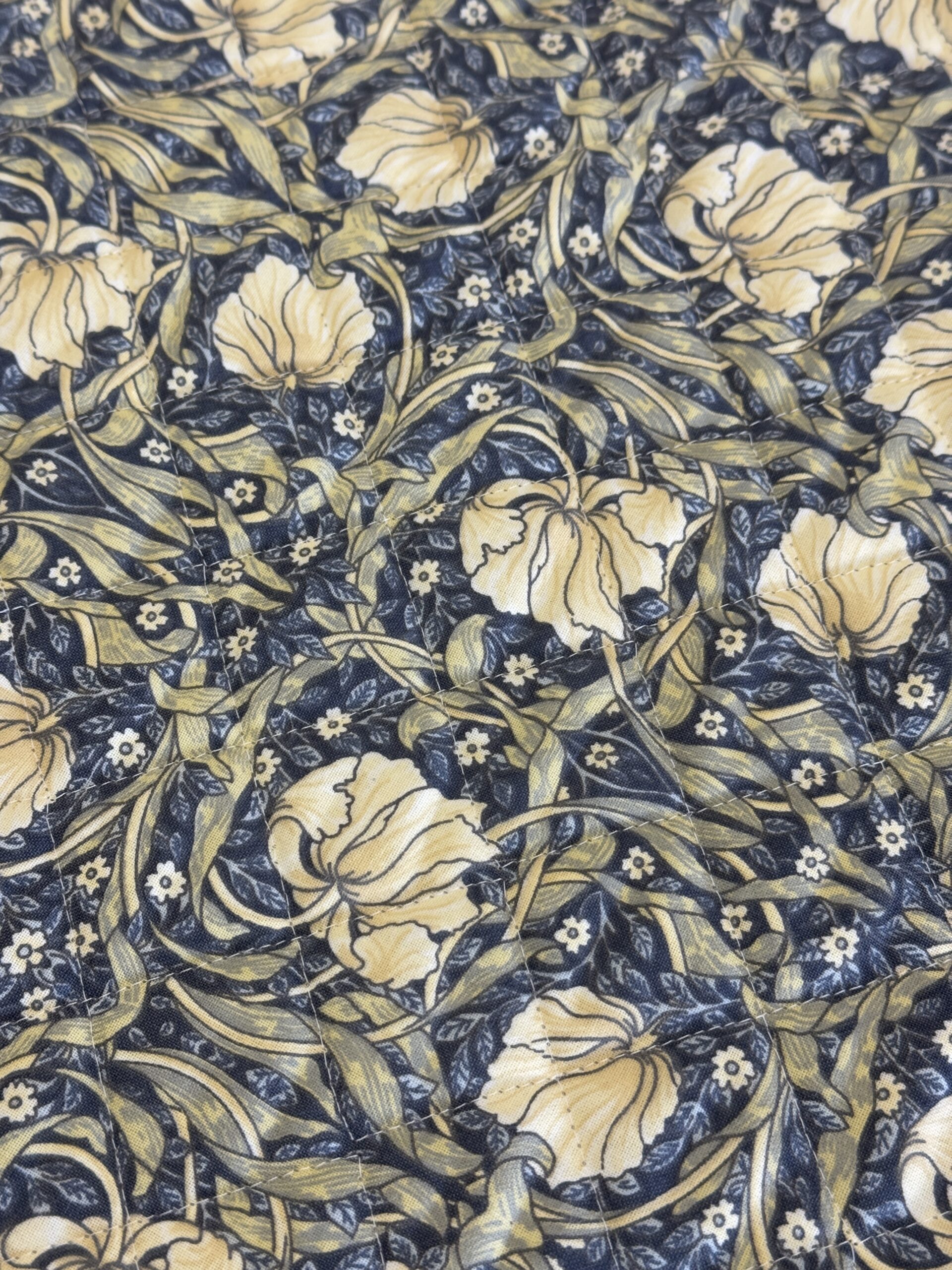 Licensed William Morris Pimpernel Cream Quilted Fabric by the half metre