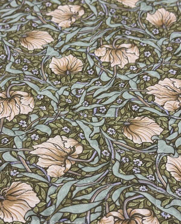 Licensed William Morris Pimpernel Green Quilted Fabric by the half metre