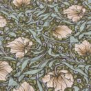 Licensed William Morris Pimpernel Green Quilted Fabric by the half metre