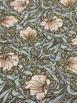 Licensed William Morris Pimpernel Green Quilted Fabric by the half metre