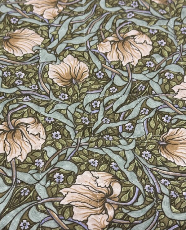 Licensed William Morris Pimpernel Green Quilted Fabric by the half metre