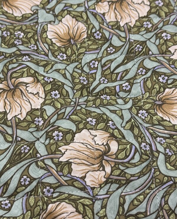 Licensed William Morris Pimpernel Green Quilted Fabric by the half metre