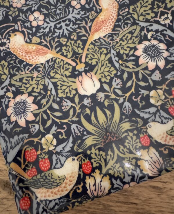 Fabric Remnant 59cm wide x 118cm long William Morris Blue Strawberry Thief  Pvc / Oilcloth Floral Tablecloth Fabric
