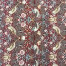 William Morris Red Strawberry Thief Cotton Heavy Weight Floral Cotton Drill Fabric By The Half Metre