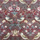 William Morris Red Strawberry Thief Cotton Heavy Weight Floral Cotton Drill Fabric By The Half Metre