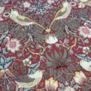William Morris Red Strawberry Thief Cotton Heavy Weight Floral Cotton Drill Fabric By The Half Metre