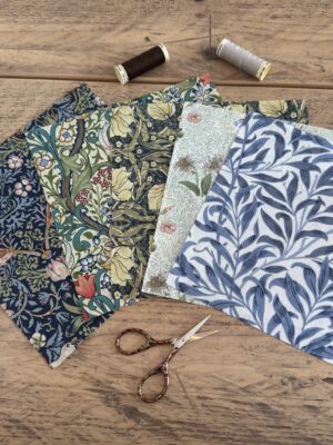 William Morris Fabric Quilting Squares for Crafting 20x20cm squares – UK Printed