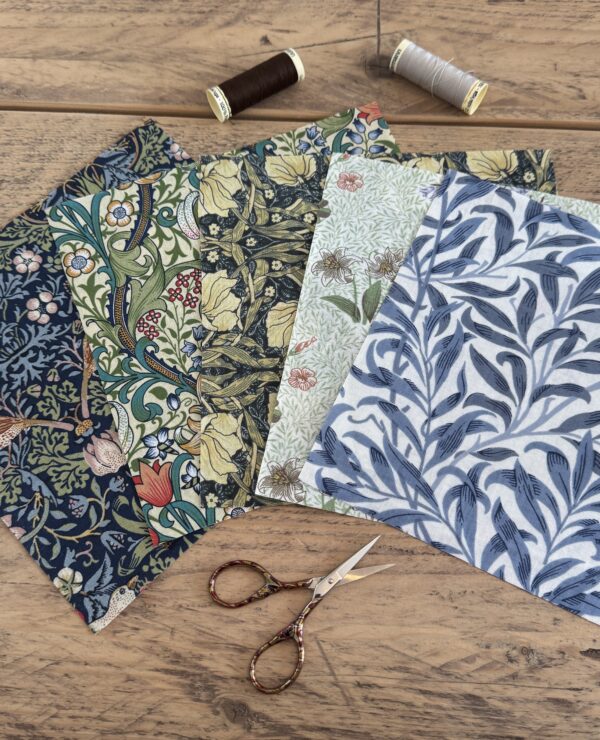 William Morris Fabric Quilting Squares for Crafting 20x20cm squares – UK Printed