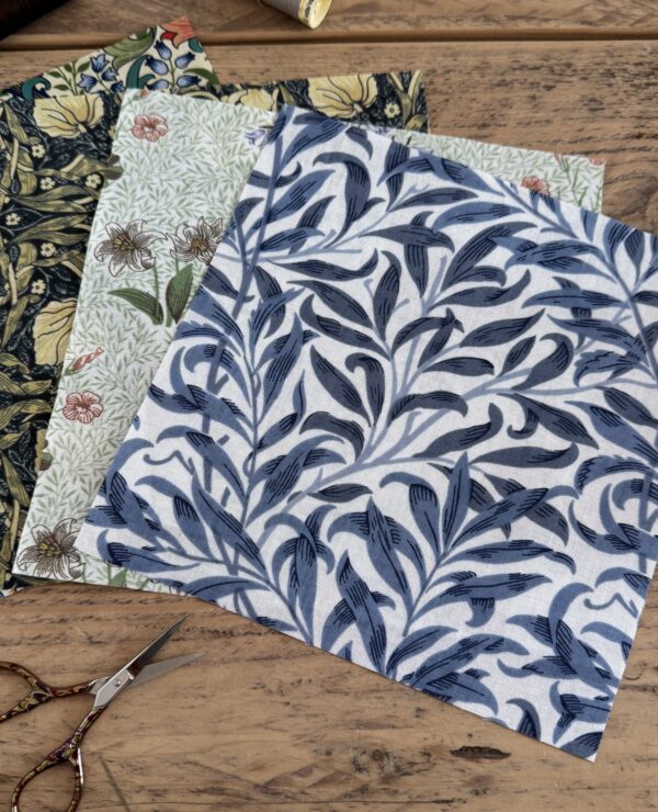 William Morris Fabric Quilting Squares for Crafting 20x20cm squares – UK Printed