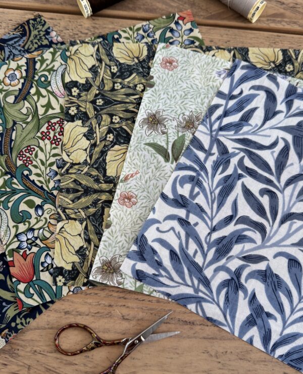 William Morris Fabric Quilting Squares for Crafting 20x20cm squares – UK Printed