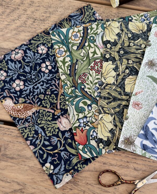 William Morris Fabric Quilting Squares for Crafting 20x20cm squares – UK Printed