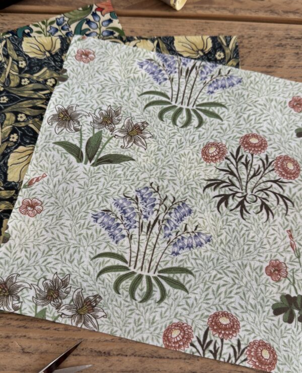 William Morris Fabric Quilting Squares for Crafting 20x20cm squares – UK Printed