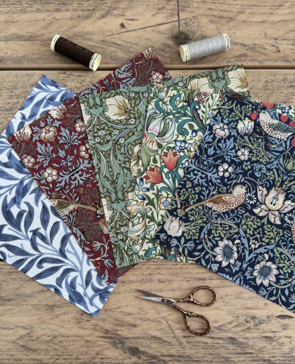 William Morris Fabric Quilting Squares for Crafting 20x20cm squares – UK Printed – Bundle 4