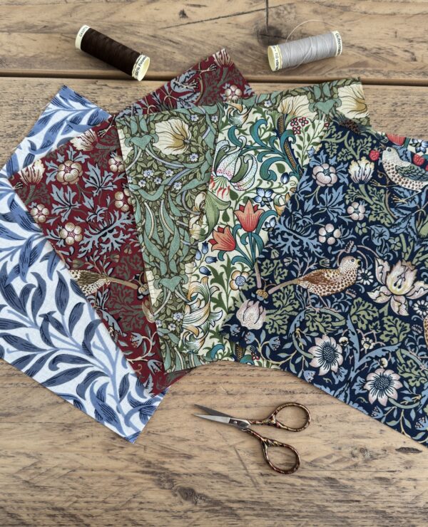 William Morris Fabric Quilting Squares for Crafting 20x20cm squares – UK Printed – Bundle 4