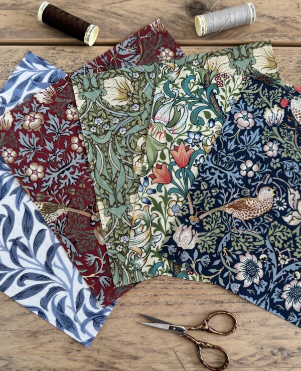 William Morris Fabric Quilting Squares for Crafting 20x20cm squares – UK Printed – Bundle 4